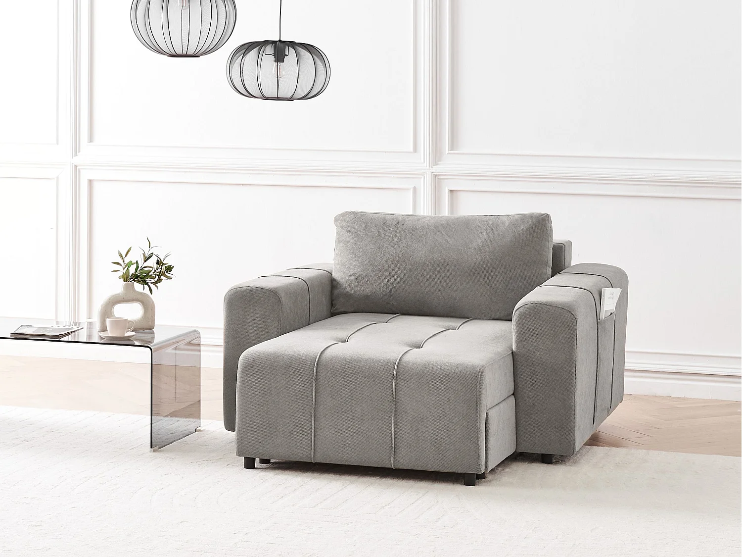 Chaise longue INNVIK Tissu Gris clair