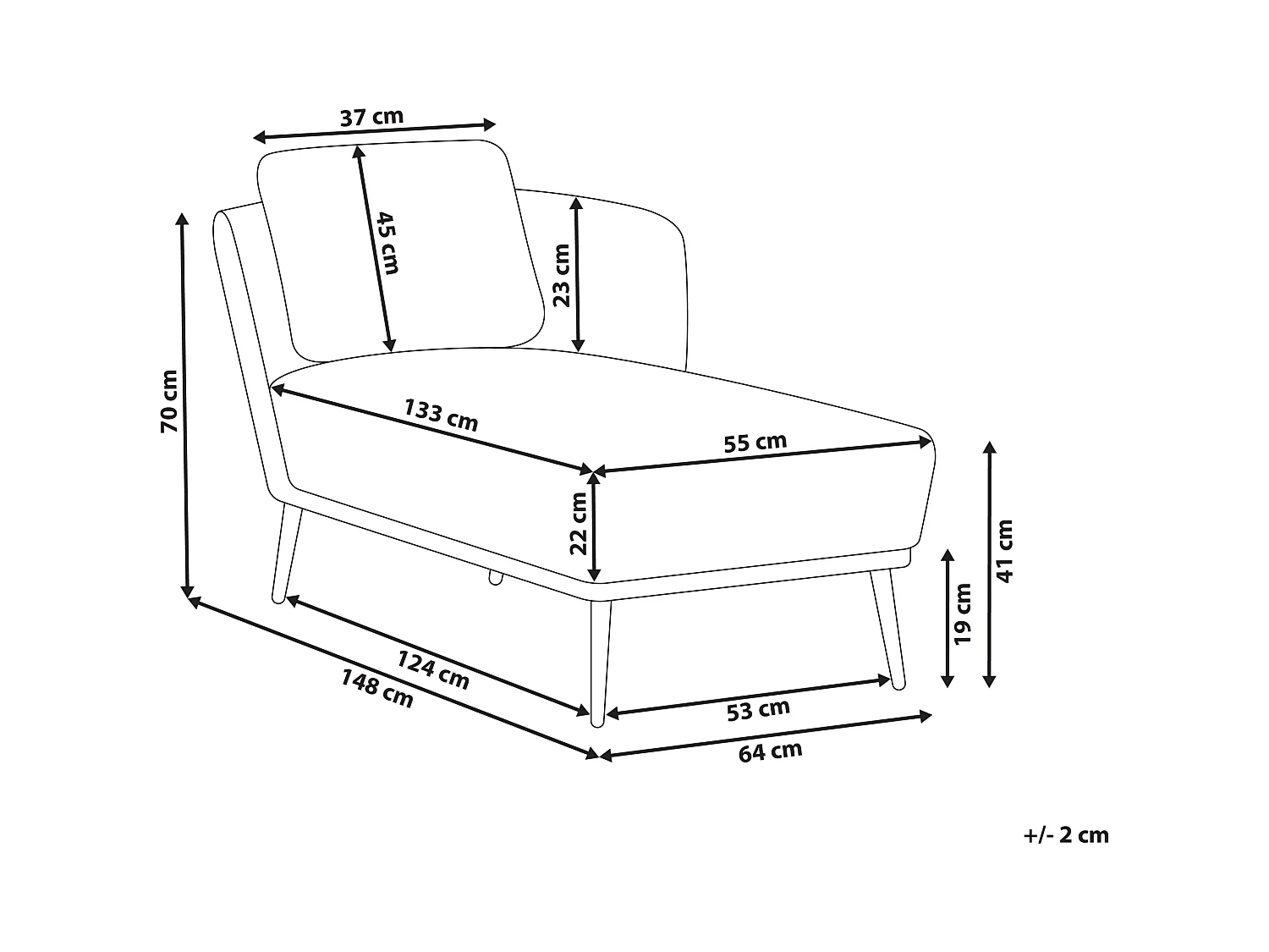 Chaise longue côté droite ARTHEZE Tissu Bleu