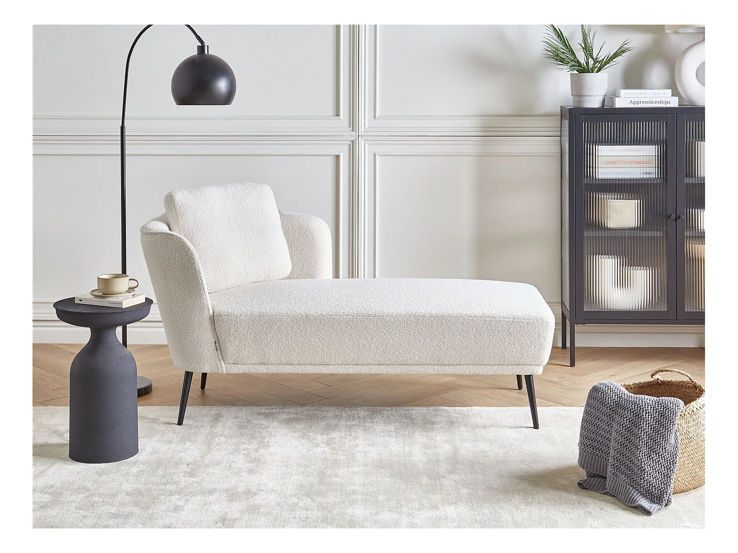 Chaise longue côté droite ARTHEZE Bouclé Blanc cassé