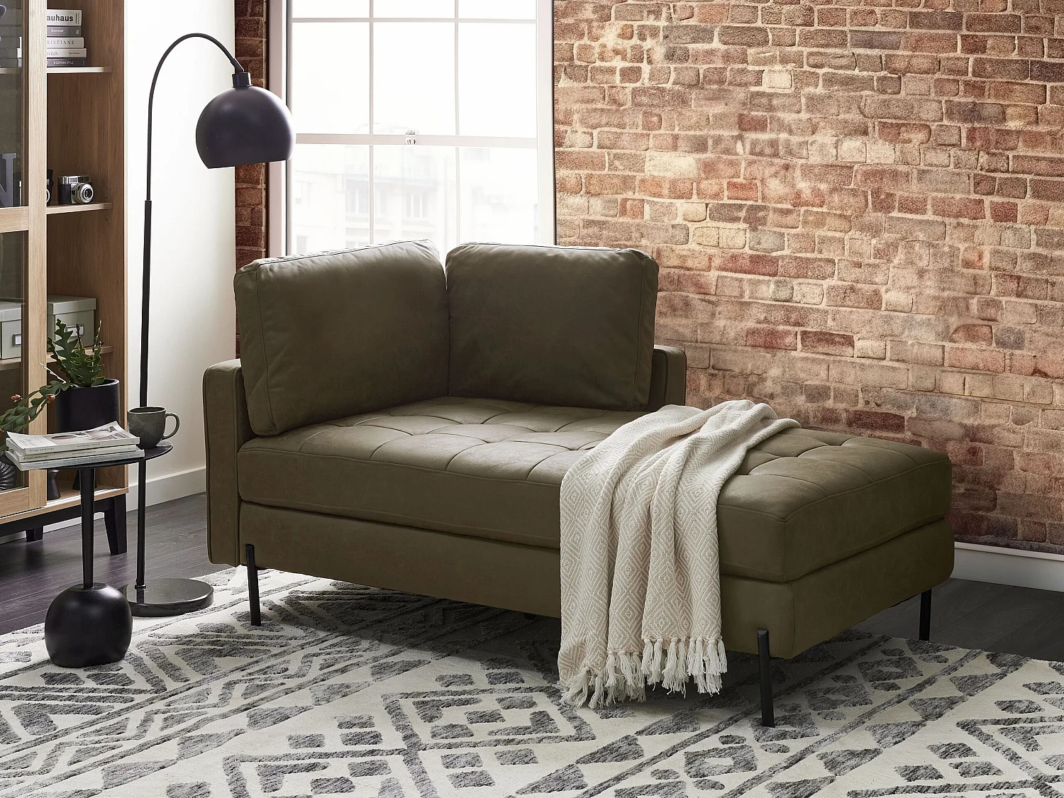 Chaise longue côté droite REBAIS Cuir PU Vert