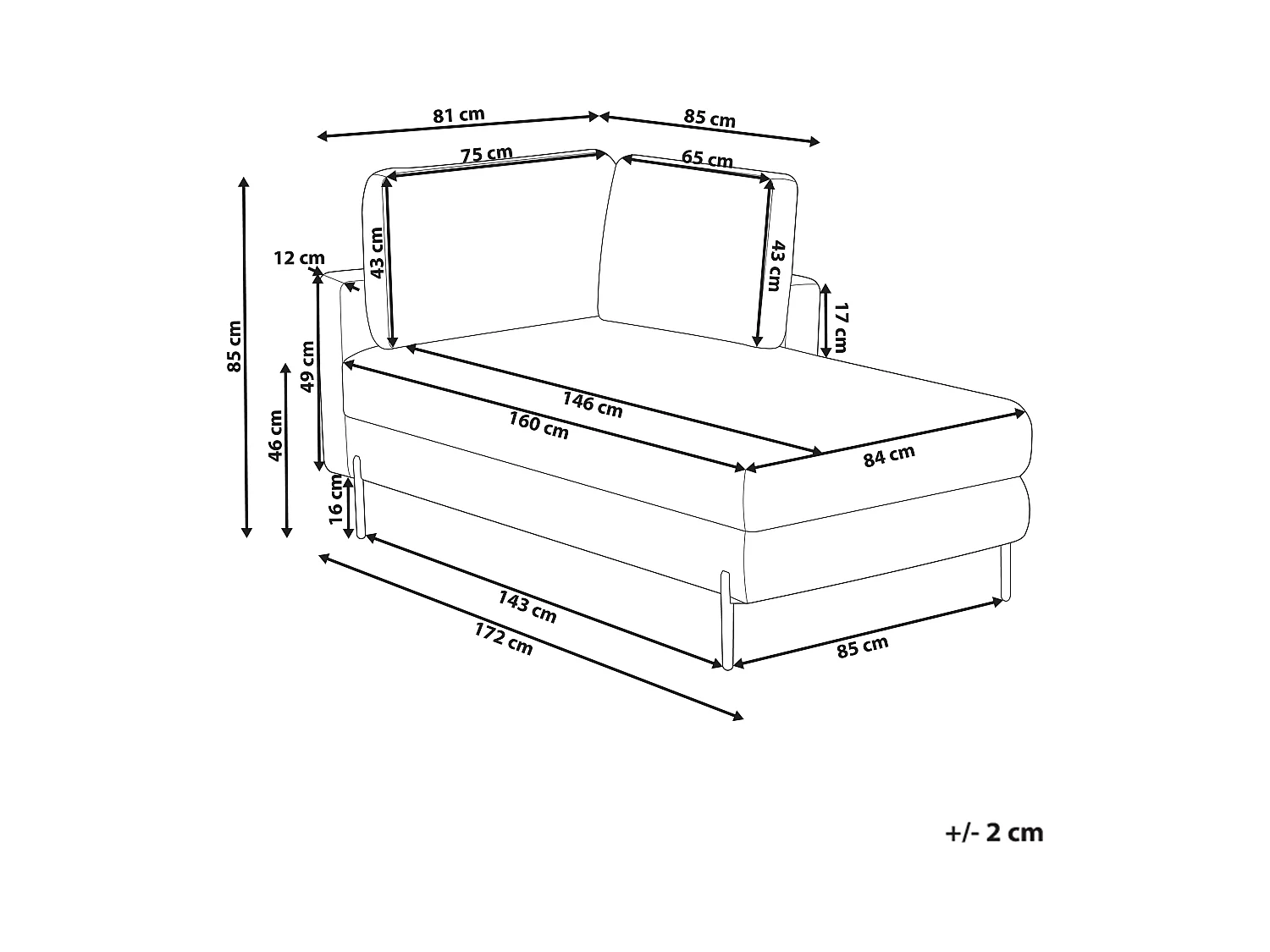 Chaise longue côté droite REBAIS Cuir PU Vert