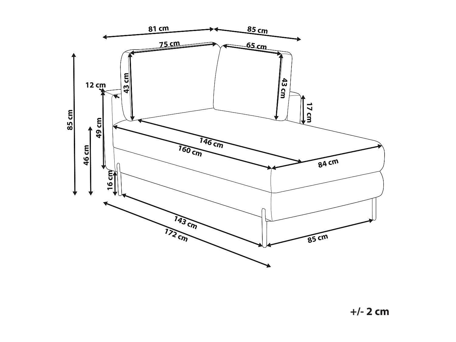 Chaise longue côté gauche REBAIS Cuir PU Vert