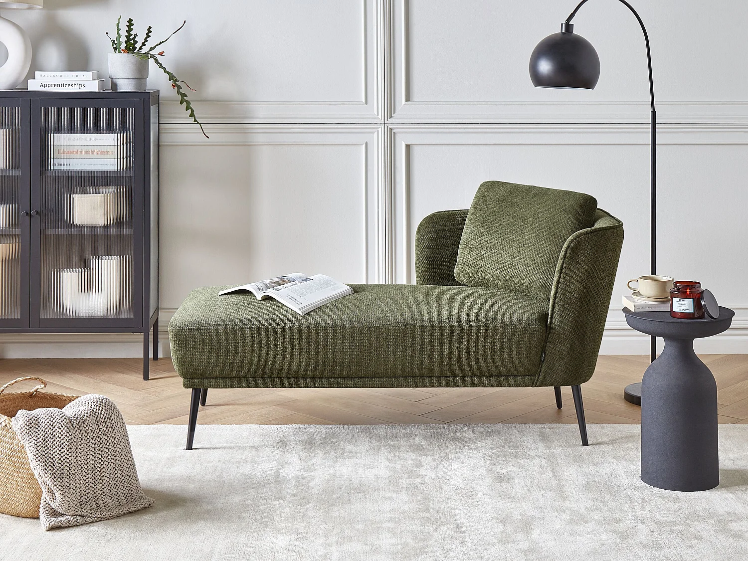 Chaise longue côté droit ARTHEZE Tissu Vert foncé