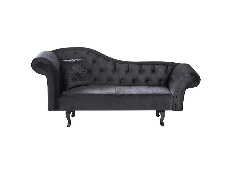 Szezlong lewostronny LATTES Welur Czarny Z poduszką