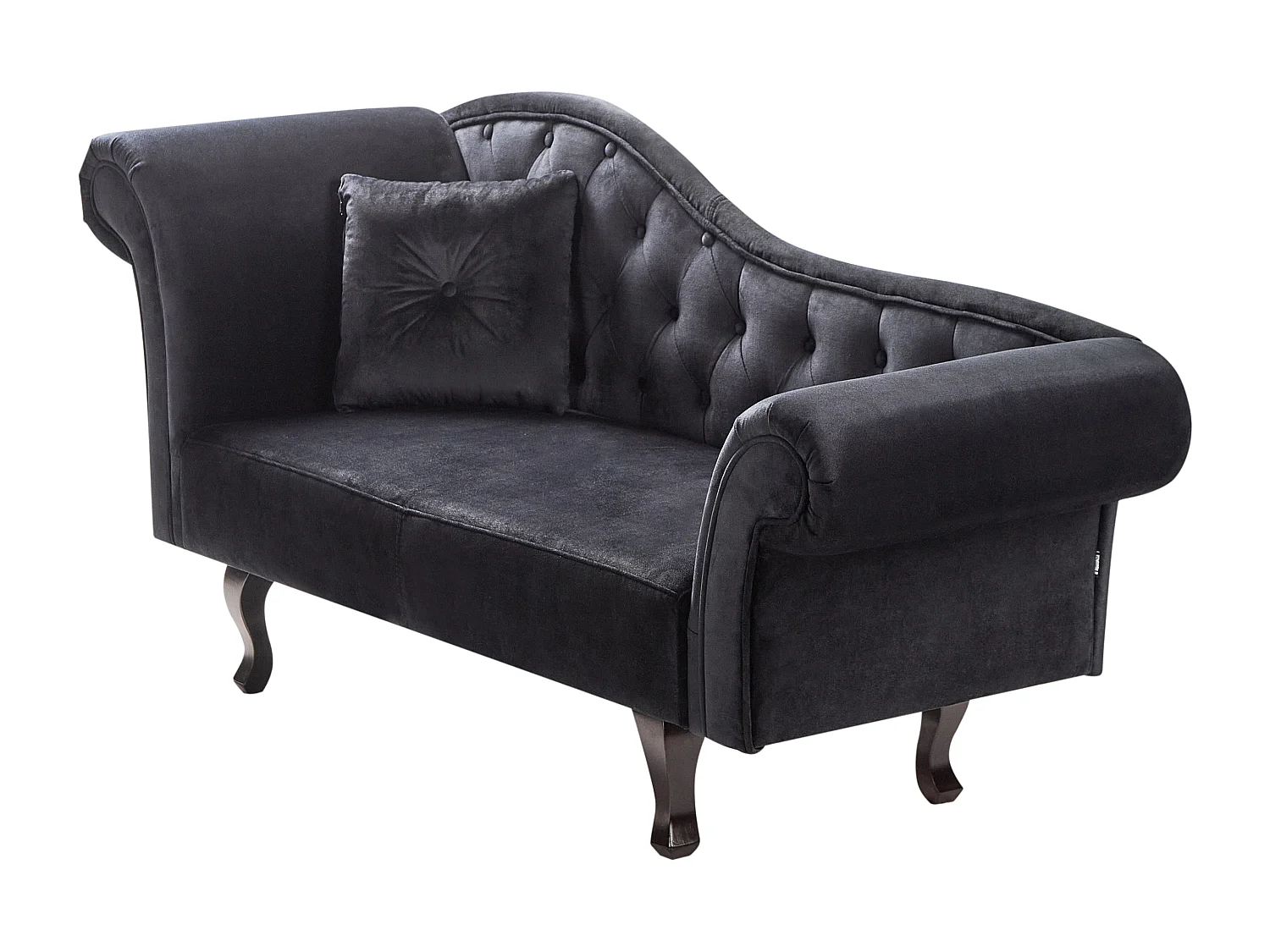 Chaise longue versione sinistra LATTES Velluto Nero con cuscino