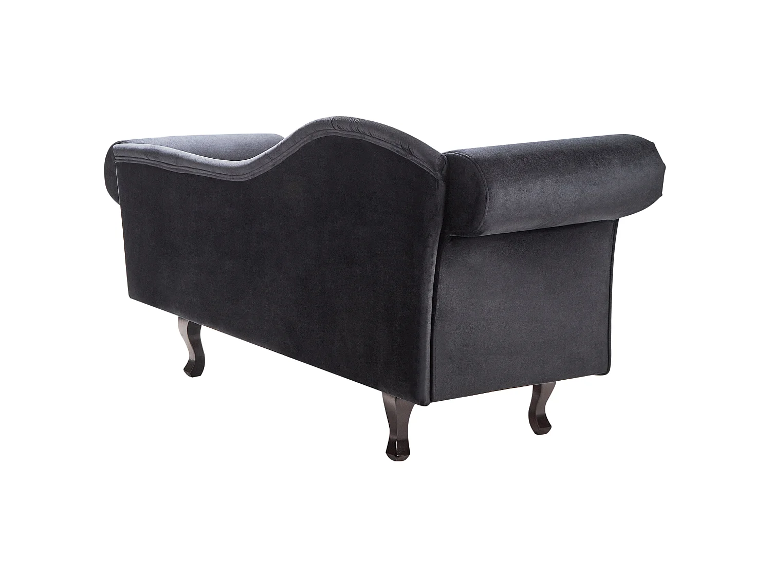 Chaise longue côté gauche LATTES Velours Noir avec coussin
