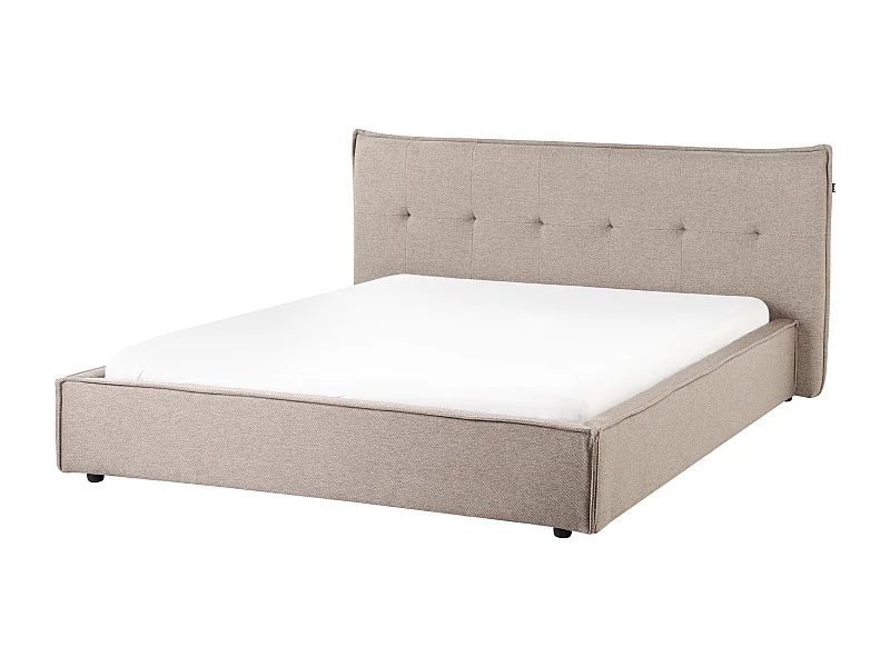 Lit avec sommier Lin synthétique LESTRE 160 x 200 cm Taupe