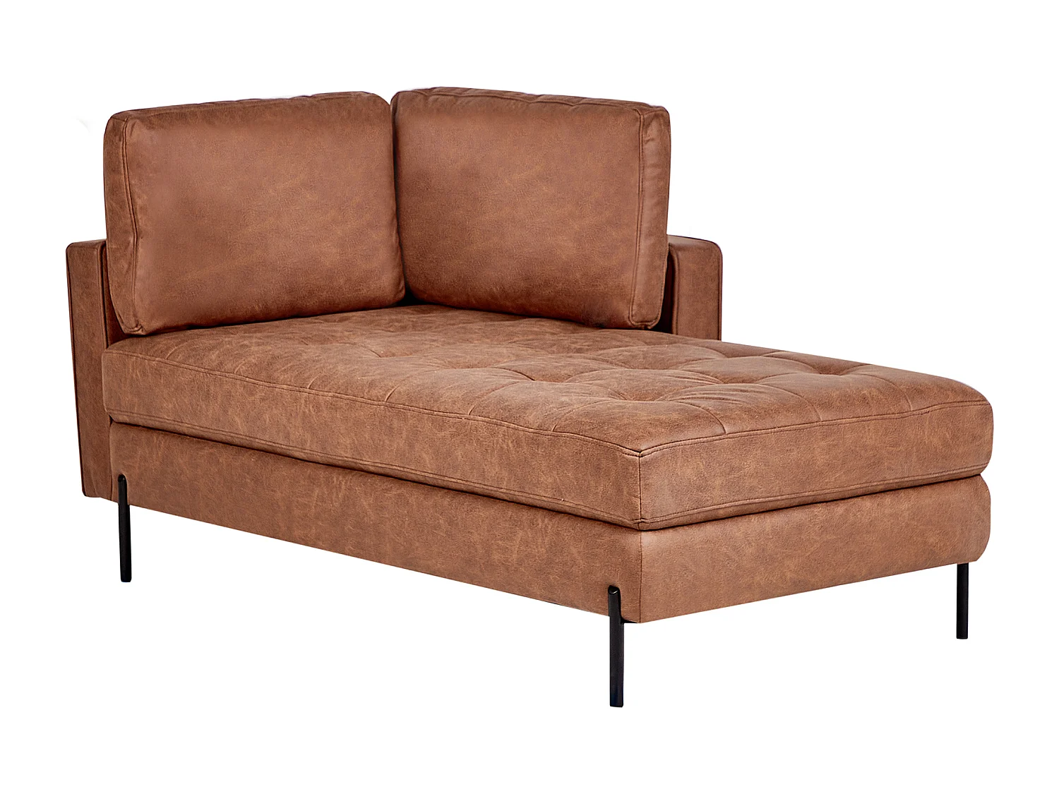 Chaise longue côté droite REBAIS Cuir PU Marron doré