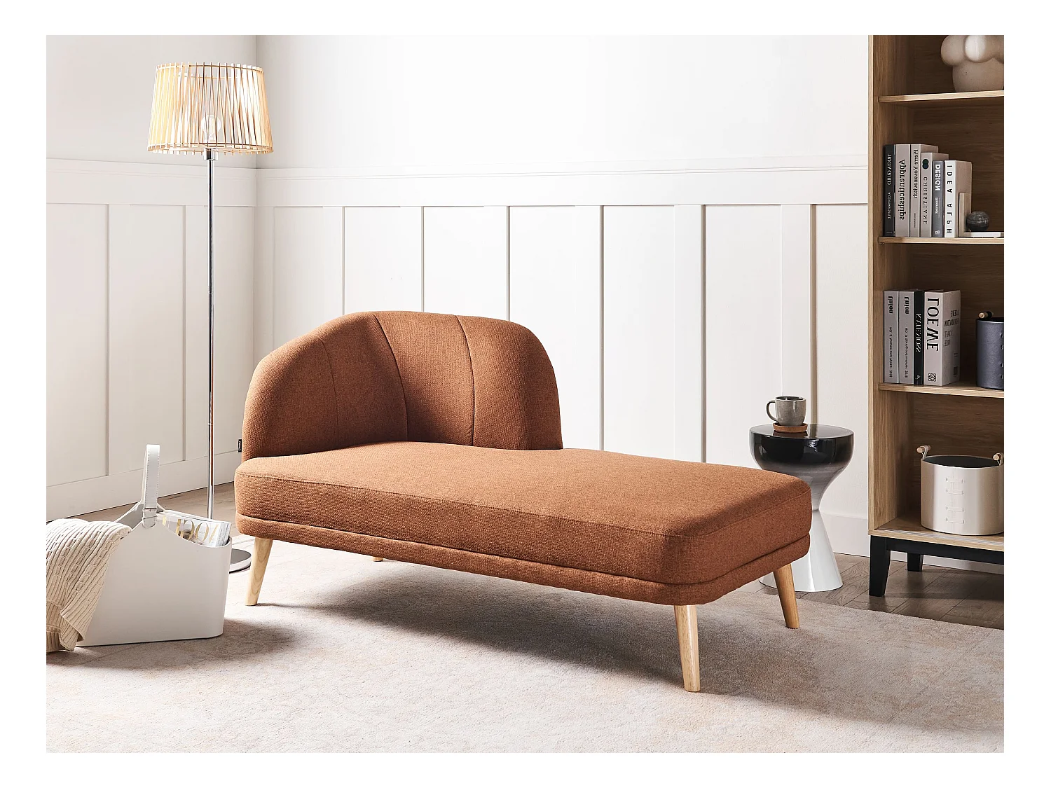 Linksseitige Chaiselounge TANLAY Stoff Goldbraun