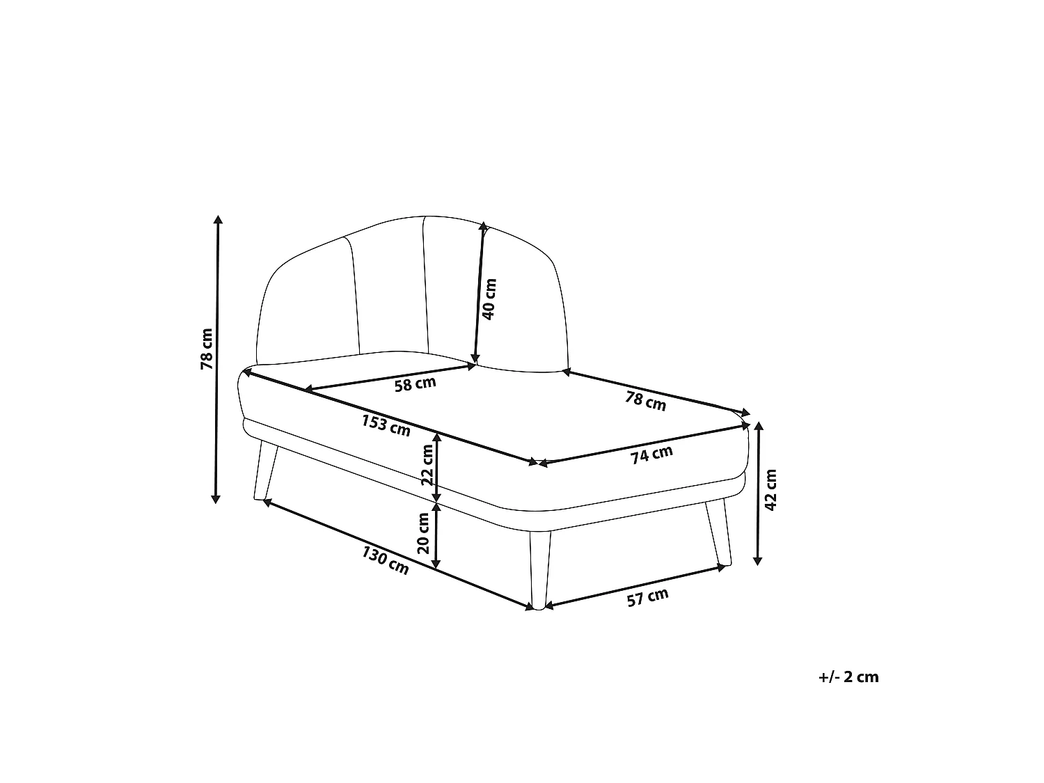 Chaise longue côté gauche TANLAY Tissu Marron doré