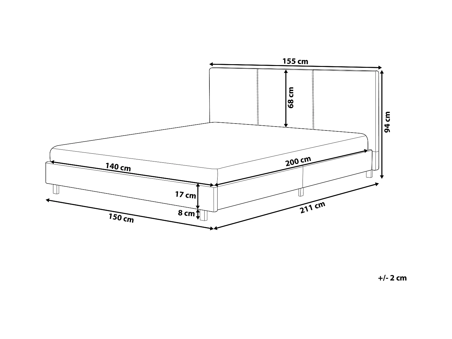 Lit avec sommier Bouclé ALBI 140 x 200 cm Blanc cassé