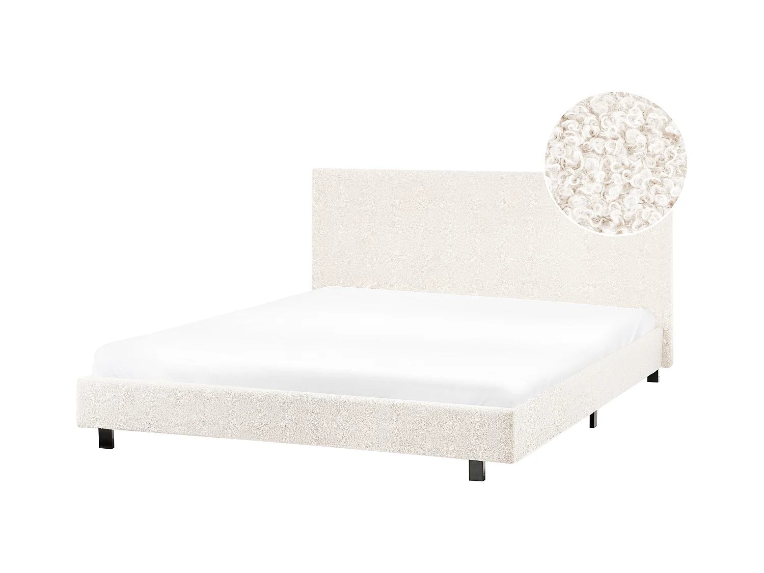 Bed Bouclé ALBI 140 x 200 cm Gebroken wit