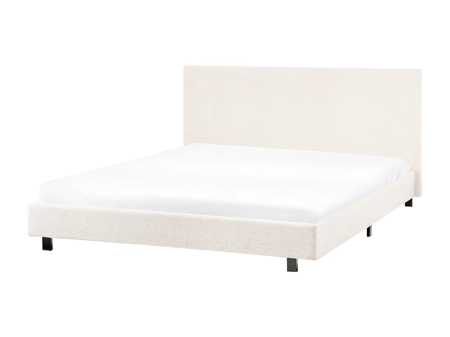 Letto Bouclé ALBI 140 x 200 cm Bianco sporco