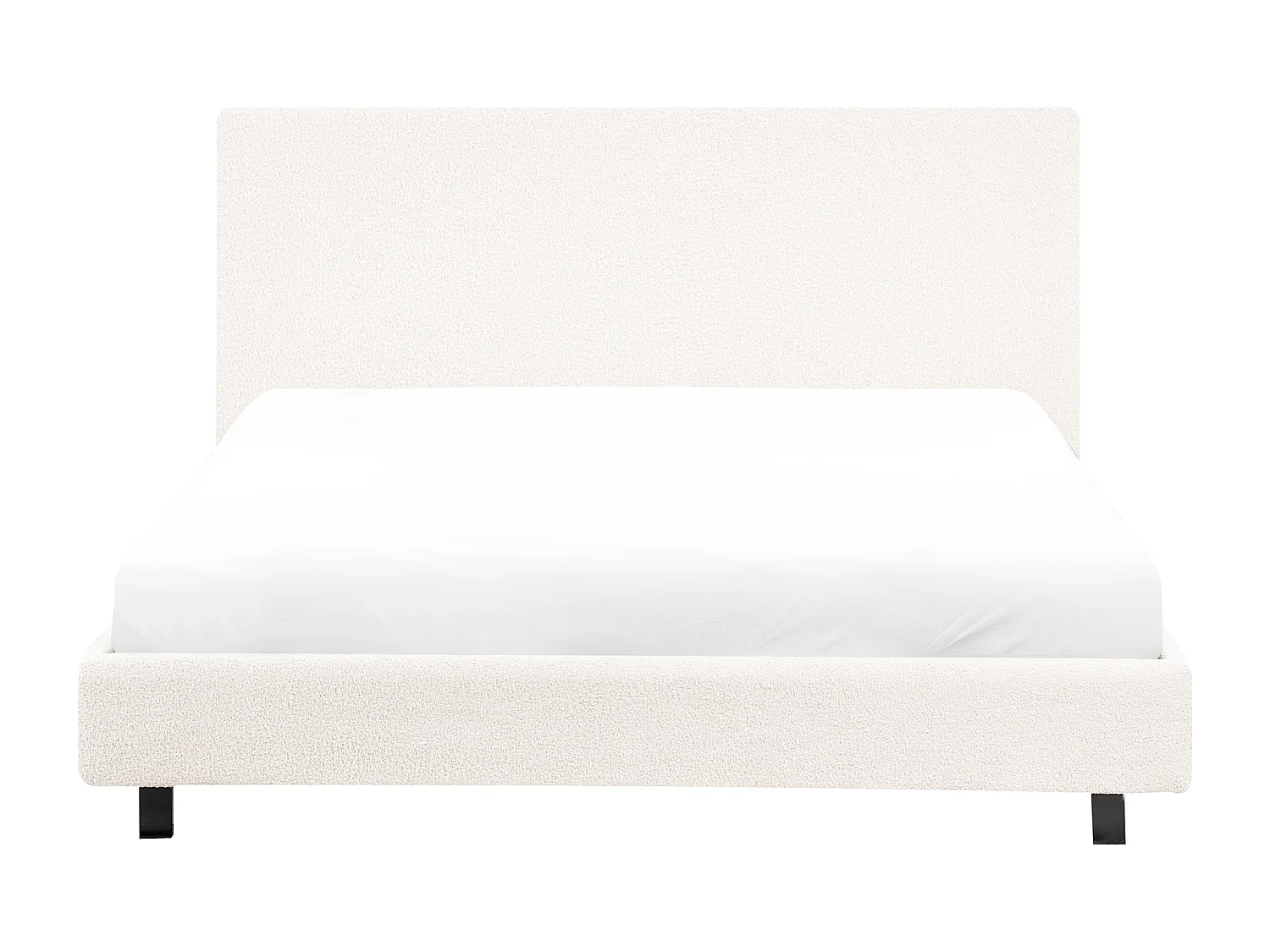 Letto Bouclé ALBI 140 x 200 cm Bianco sporco