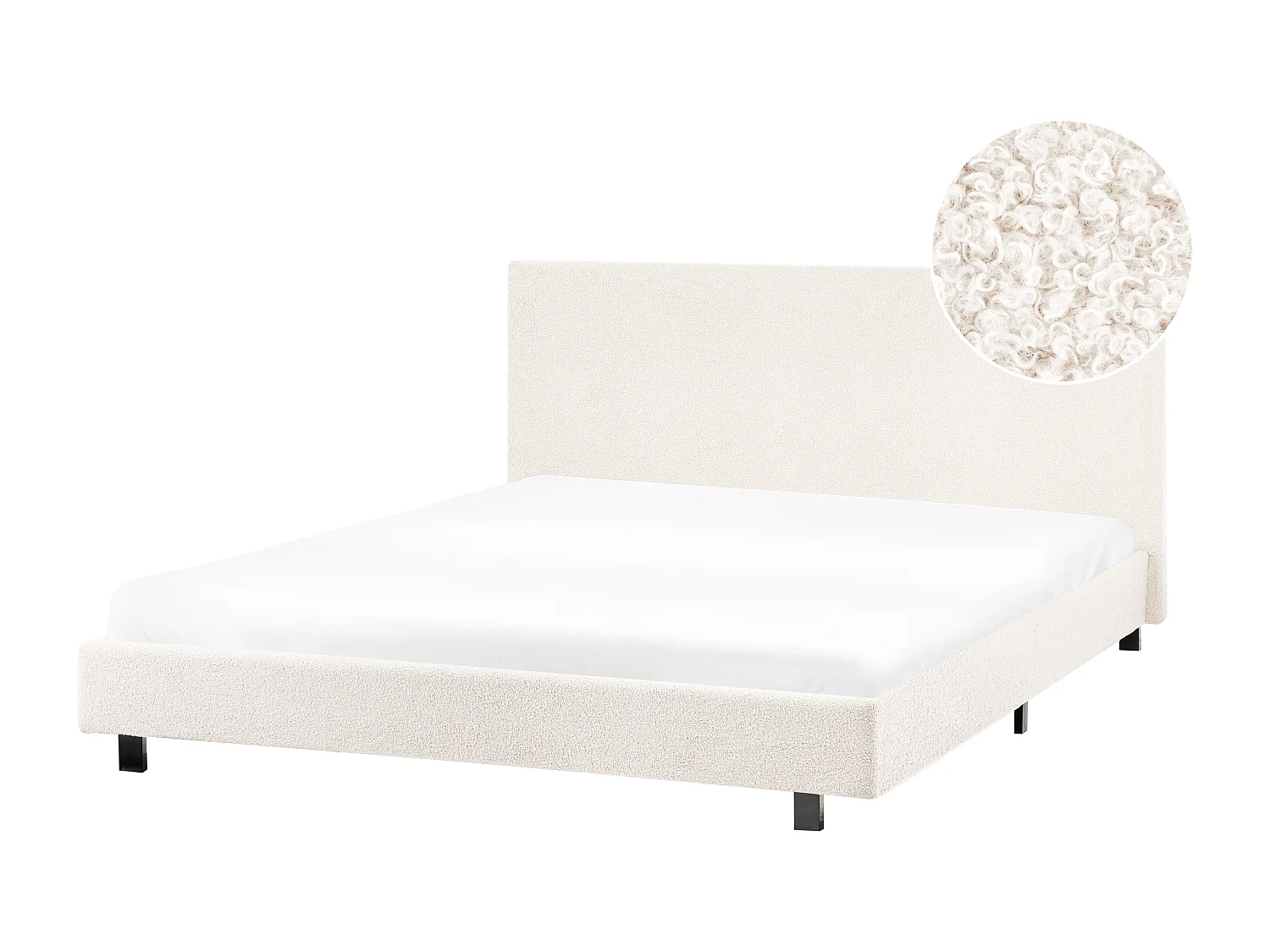 Letto Bouclé ALBI 140 x 200 cm Bianco sporco