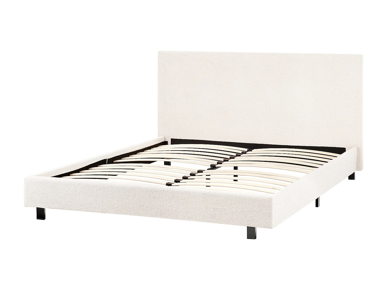 Letto Bouclé ALBI 140 x 200 cm Bianco sporco