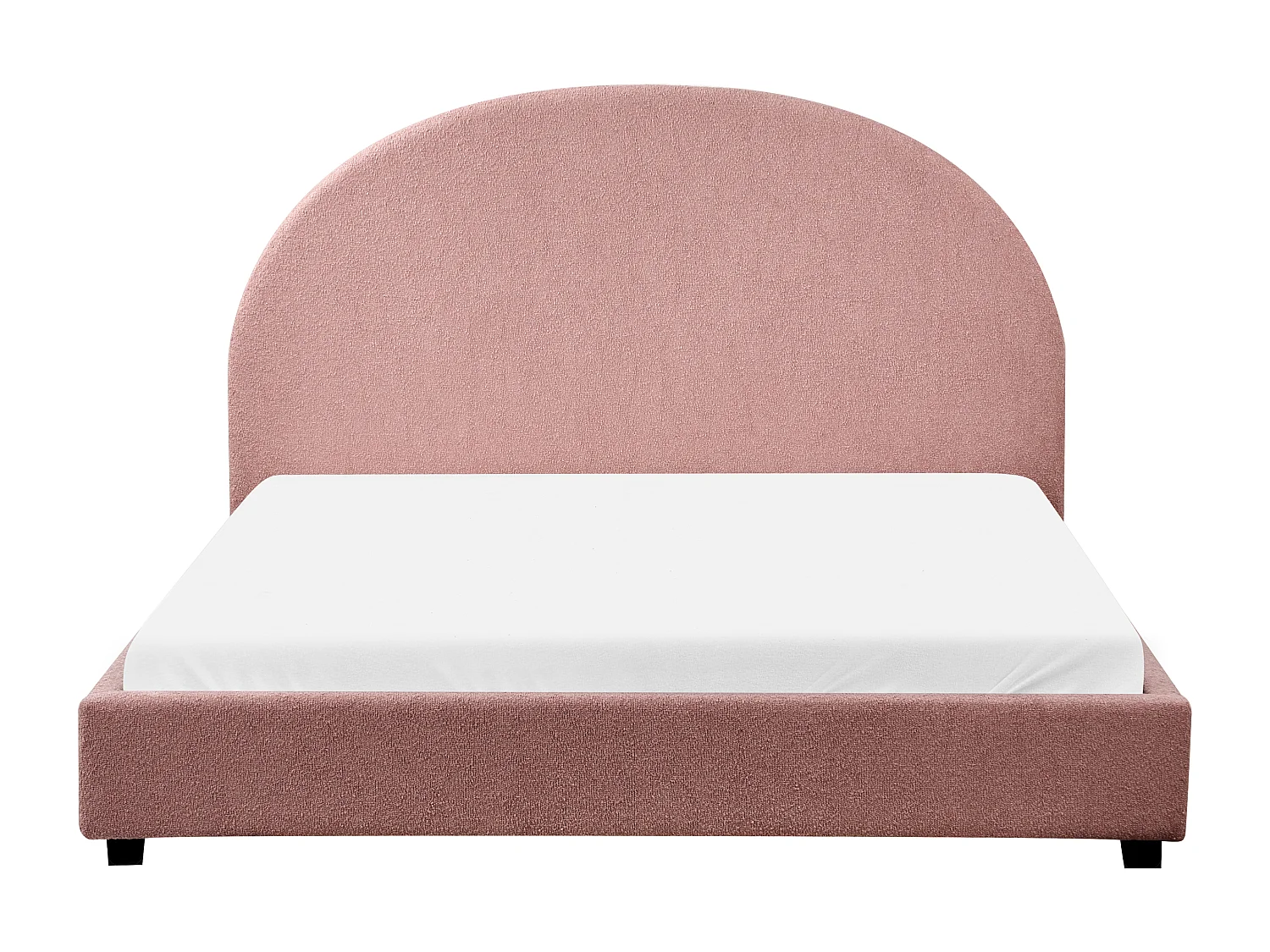 Bett mit Lattenrost Bouclé VAUCLUSE 140 x 200 cm Pastellrosa