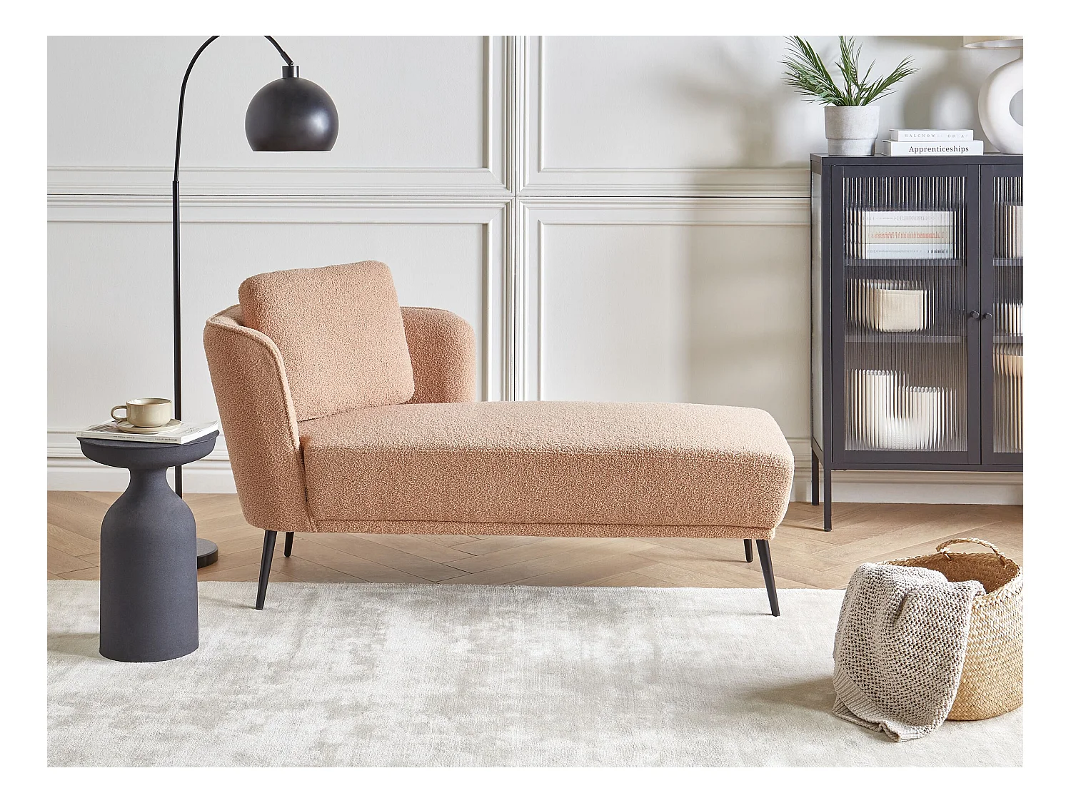 Chaise longue côté droite ARTHEZE Bouclé Beige