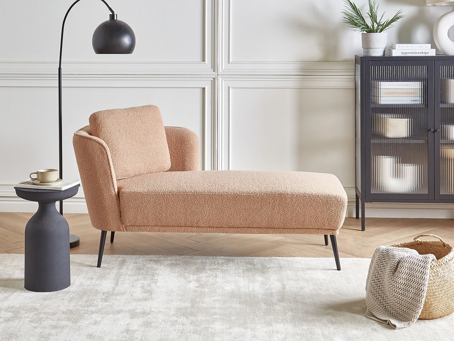 Chaise longue côté gauche ARTHEZE Bouclé Beige