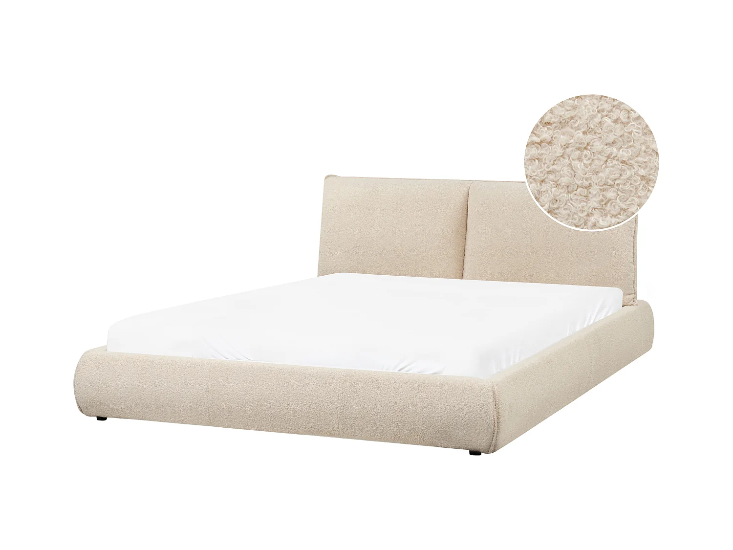 Bett mit Lattenrost Bouclé VINAY 160 x 200 cm Hellbeige