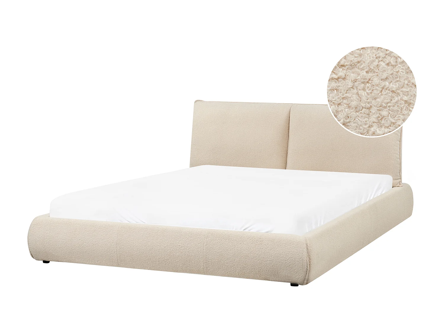 Cama Bouclé VINAY 160 x 200 cm Beige claro