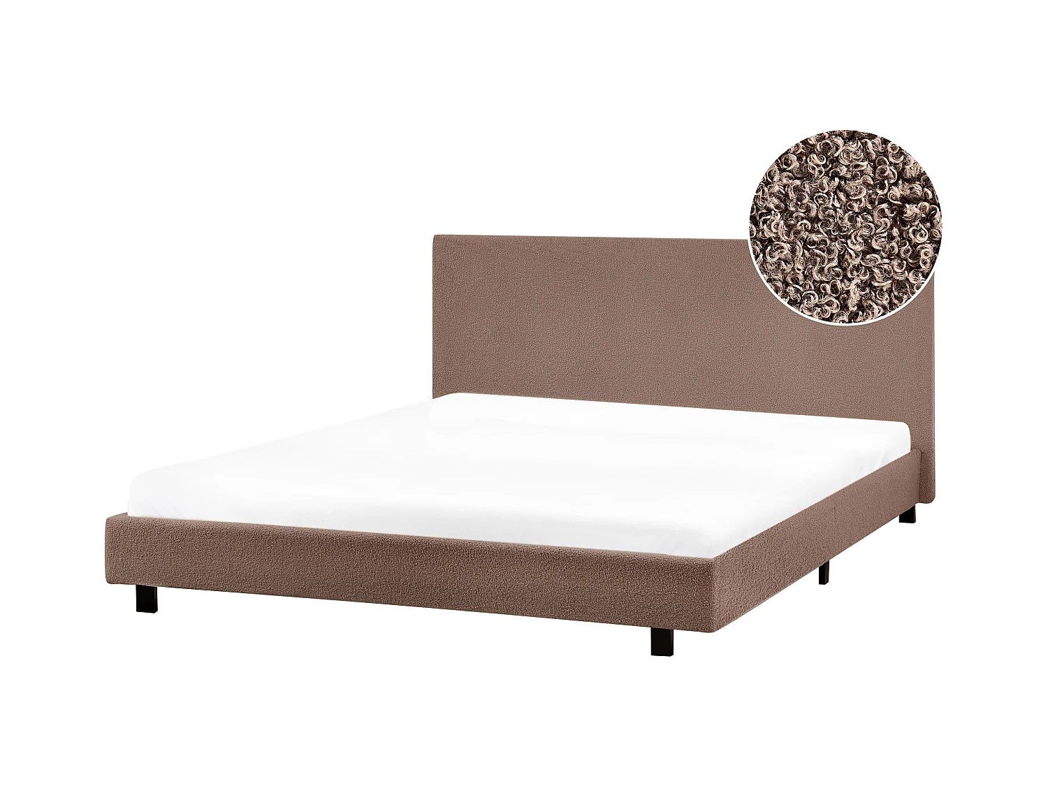 Lit avec sommier Bouclé ALBI 160 x 200 cm Marron