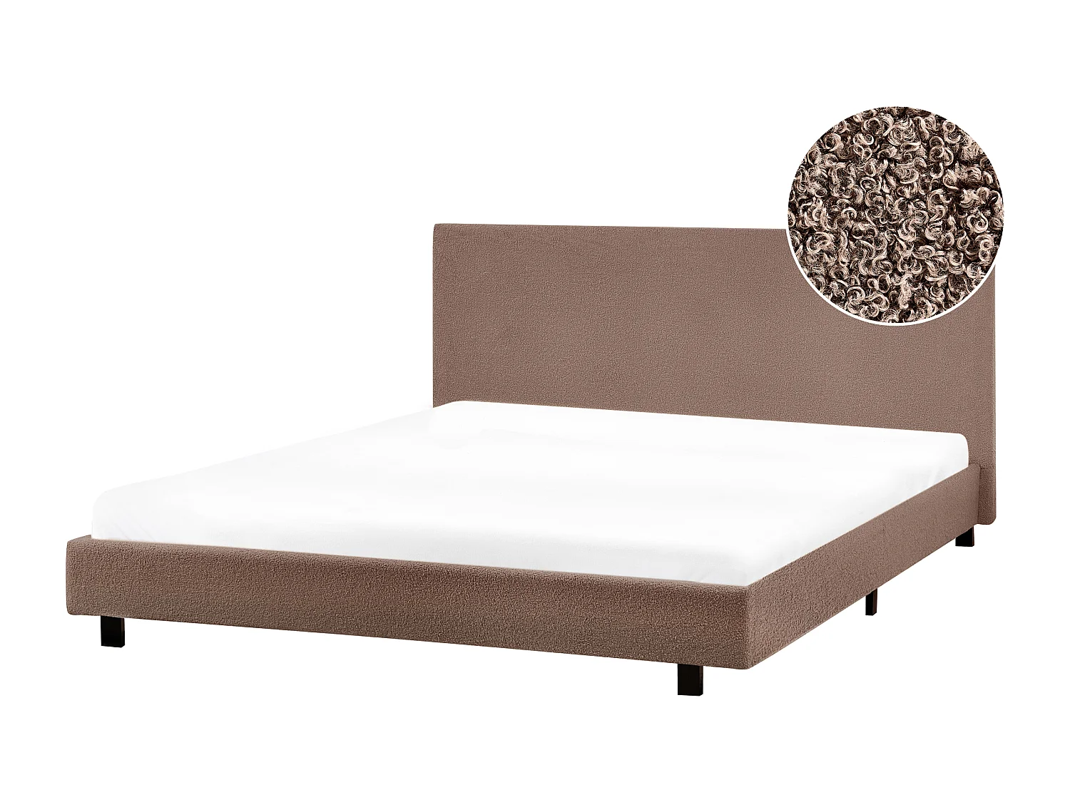 Lit avec sommier Bouclé ALBI 160 x 200 cm Marron