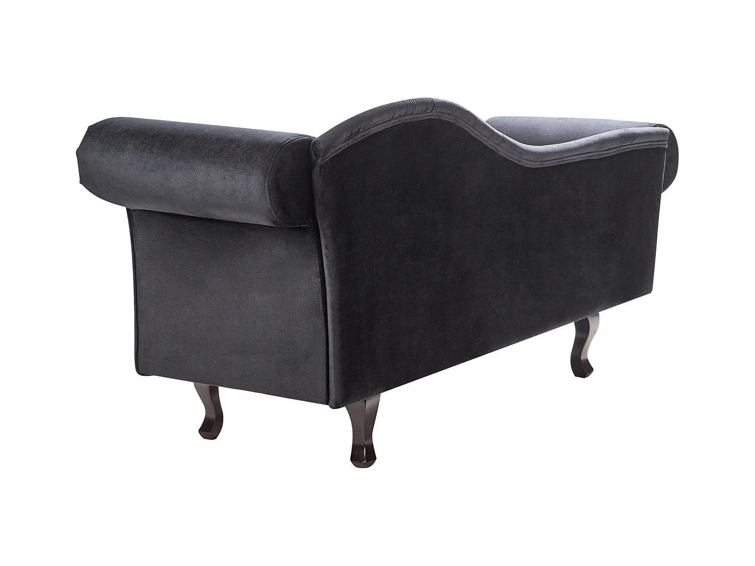 Chaise longue côté droit LATTES Velours Noir avec coussin
