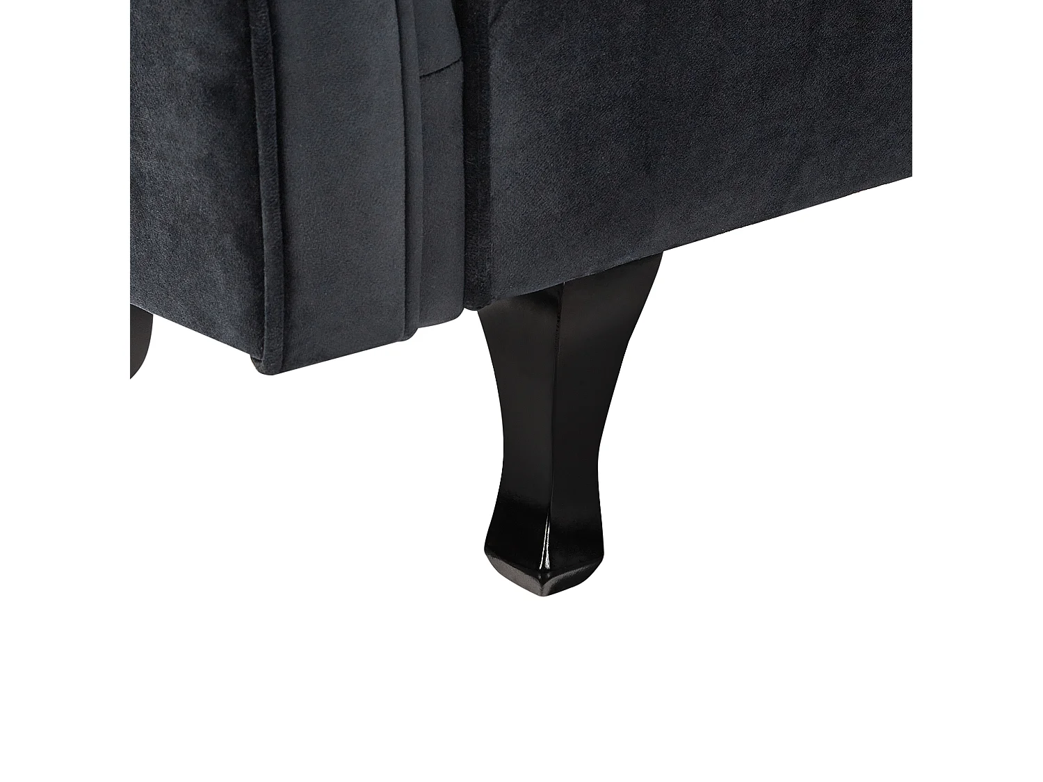 Chaise longue côté droit LATTES Velours Noir avec coussin