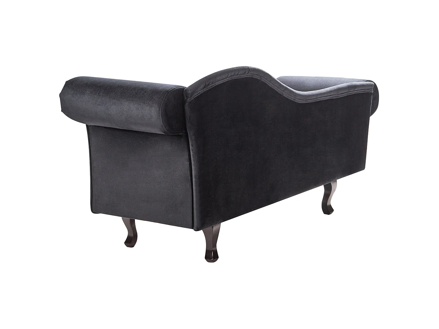 Chaise longue côté droit LATTES Velours Noir avec coussin