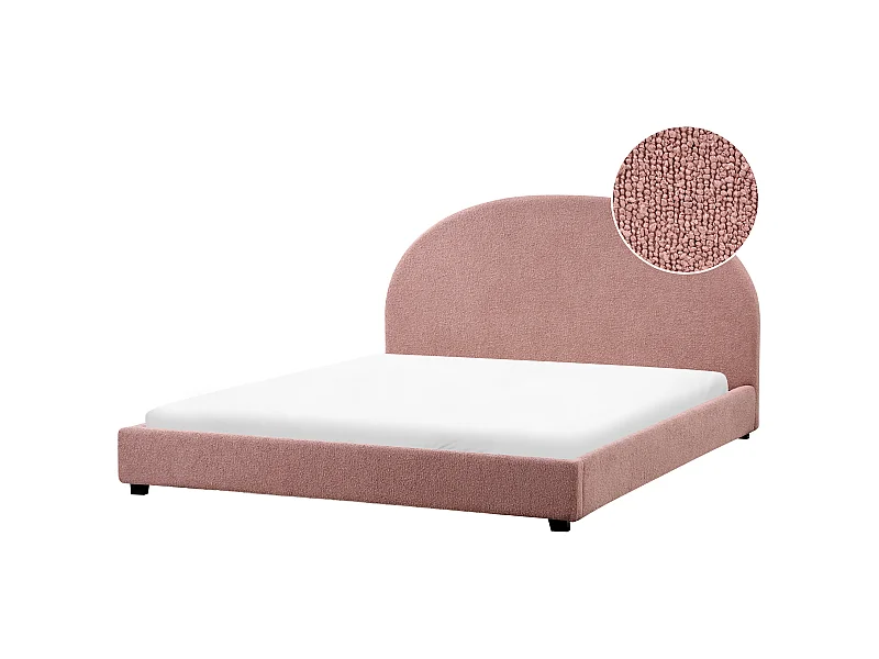 Bett mit Lattenrost Stoff VAUCLUSE 180 x 200 cm Pastellrosa