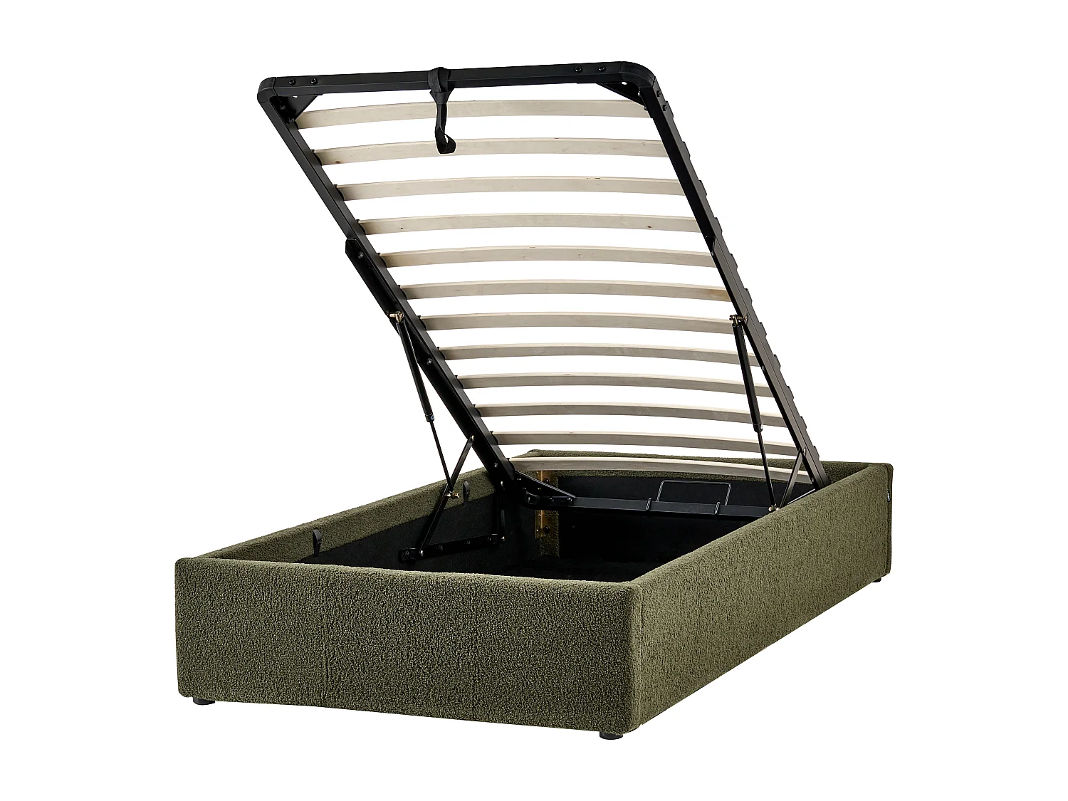 Lit ottoman sans tête de lit Bouclé DINAN 90 x 200 cm Vert foncé