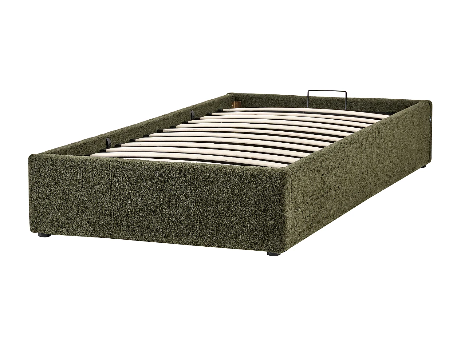 Lit ottoman sans tête de lit Bouclé DINAN 90 x 200 cm Vert foncé