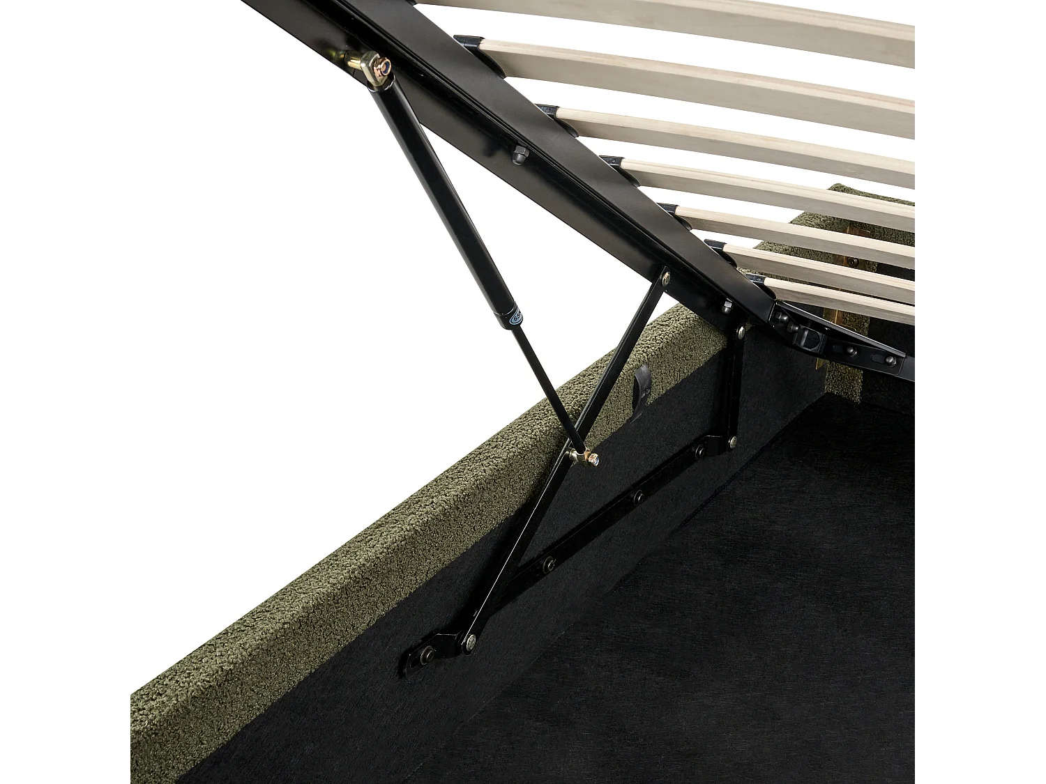 Lit ottoman sans tête de lit Bouclé DINAN 90 x 200 cm Vert foncé