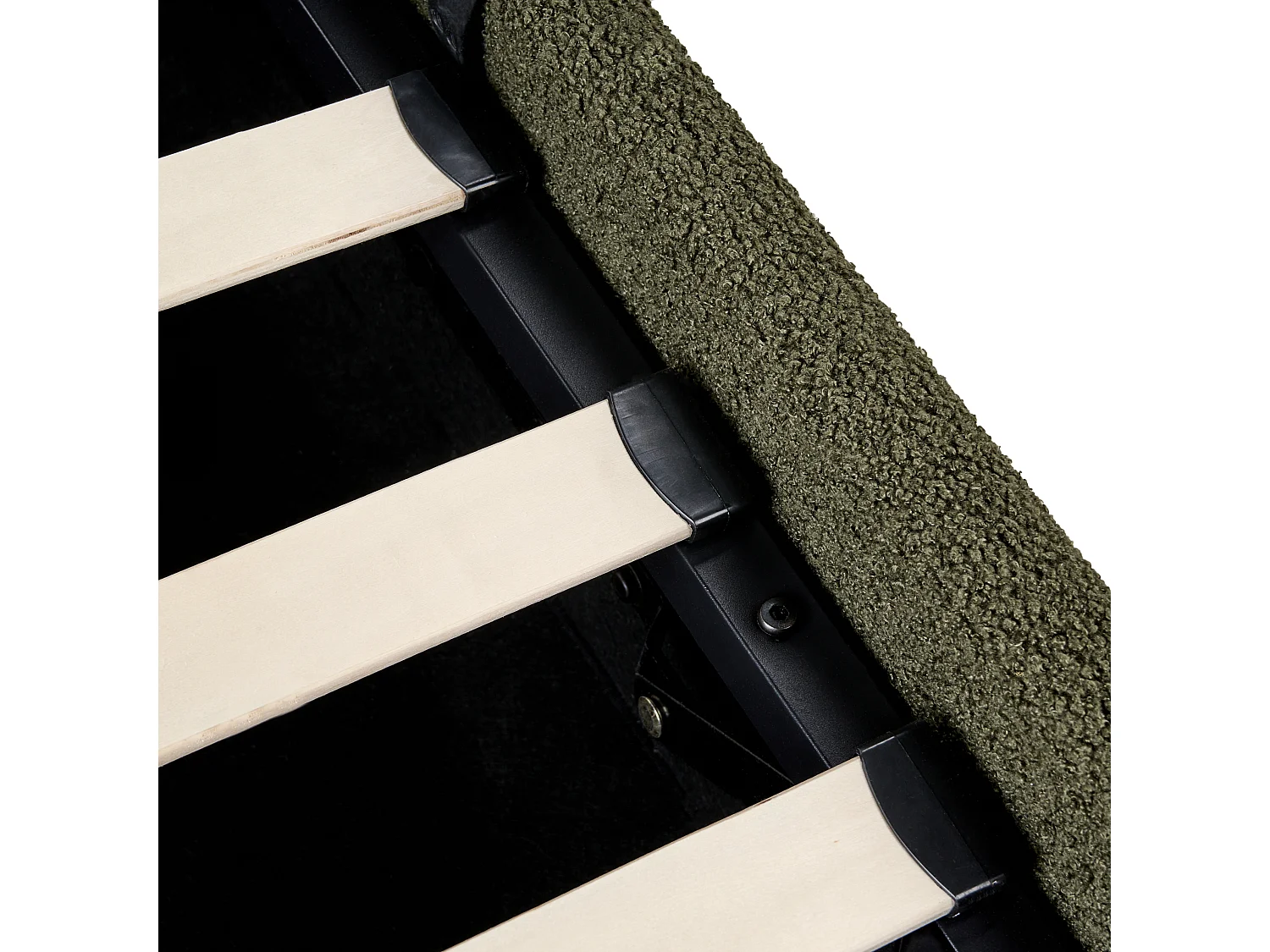 Lit ottoman sans tête de lit Bouclé DINAN 90 x 200 cm Vert foncé