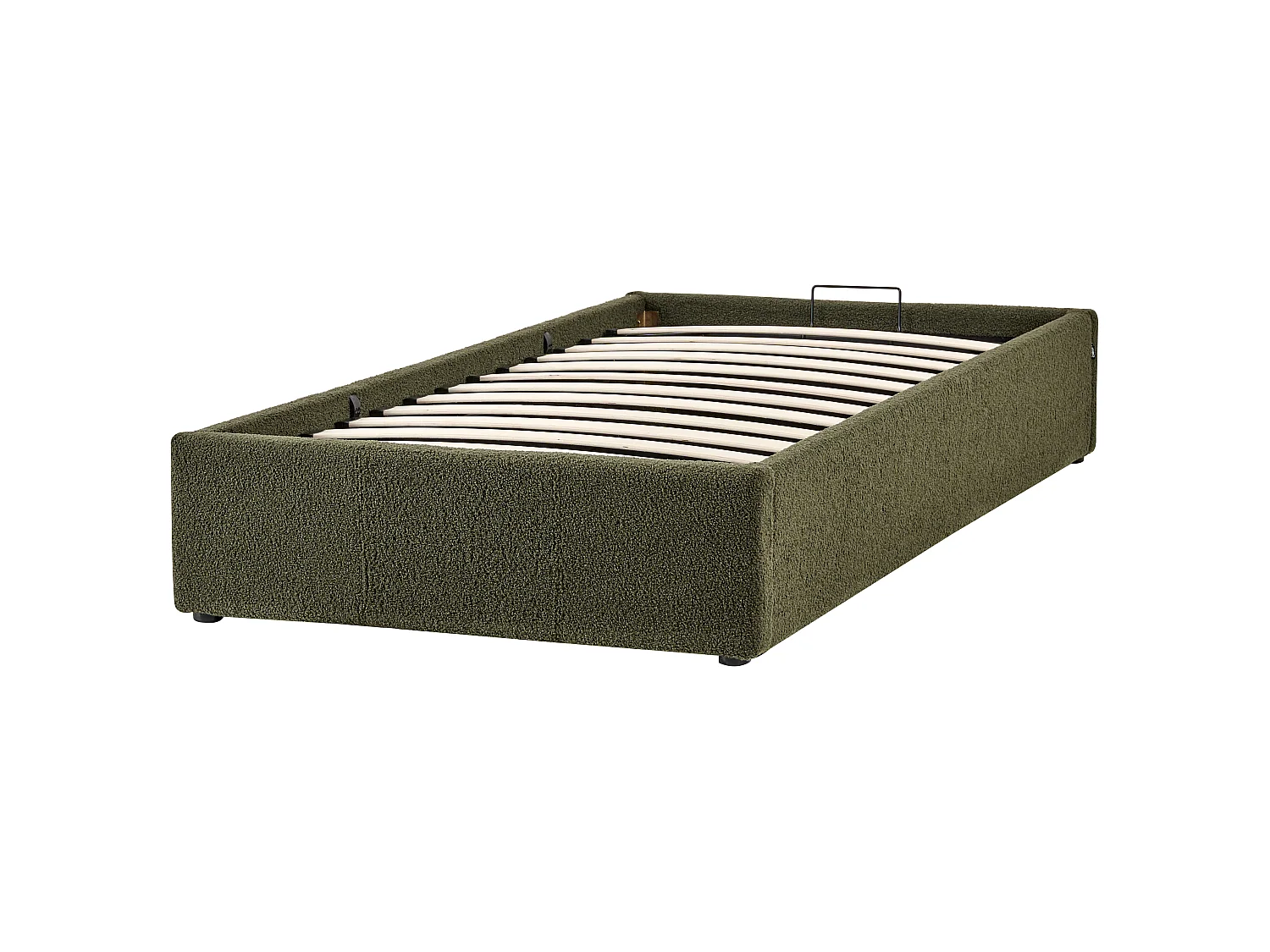 Ottoman Bed without Headboard DINAN Boucle Dark Green 90 x 200 cm (EU Single)