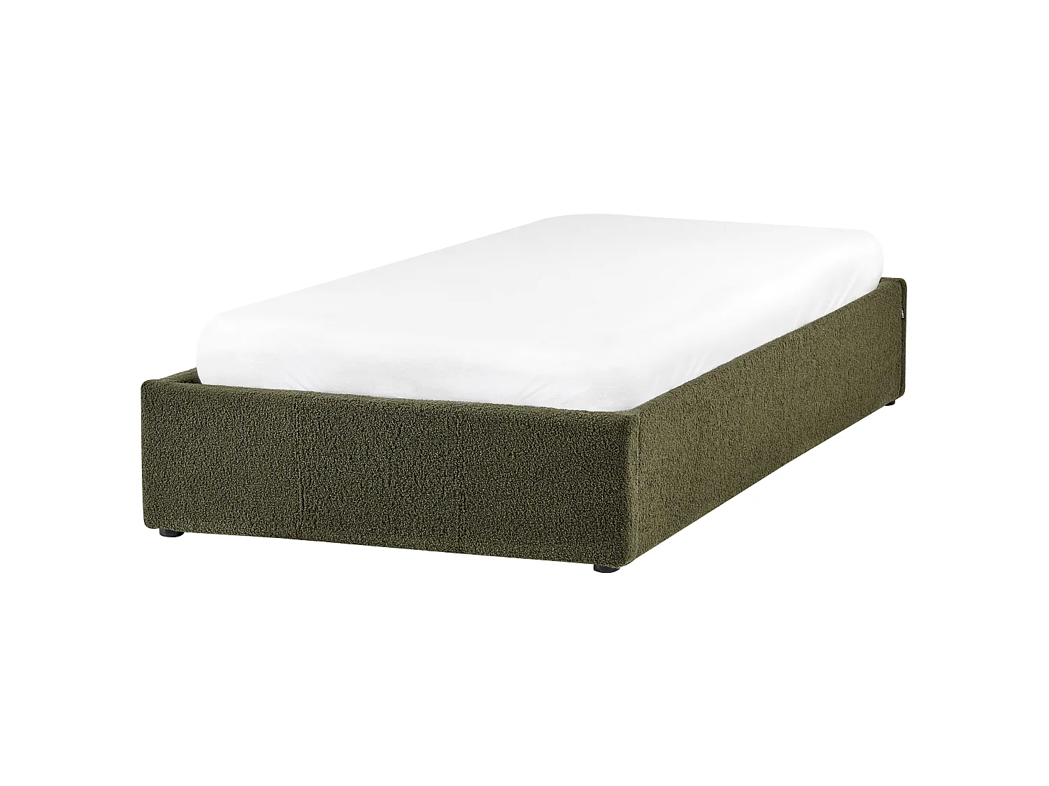 Ottoman Bed without Headboard DINAN Boucle Dark Green 90 x 200 cm (EU Single)