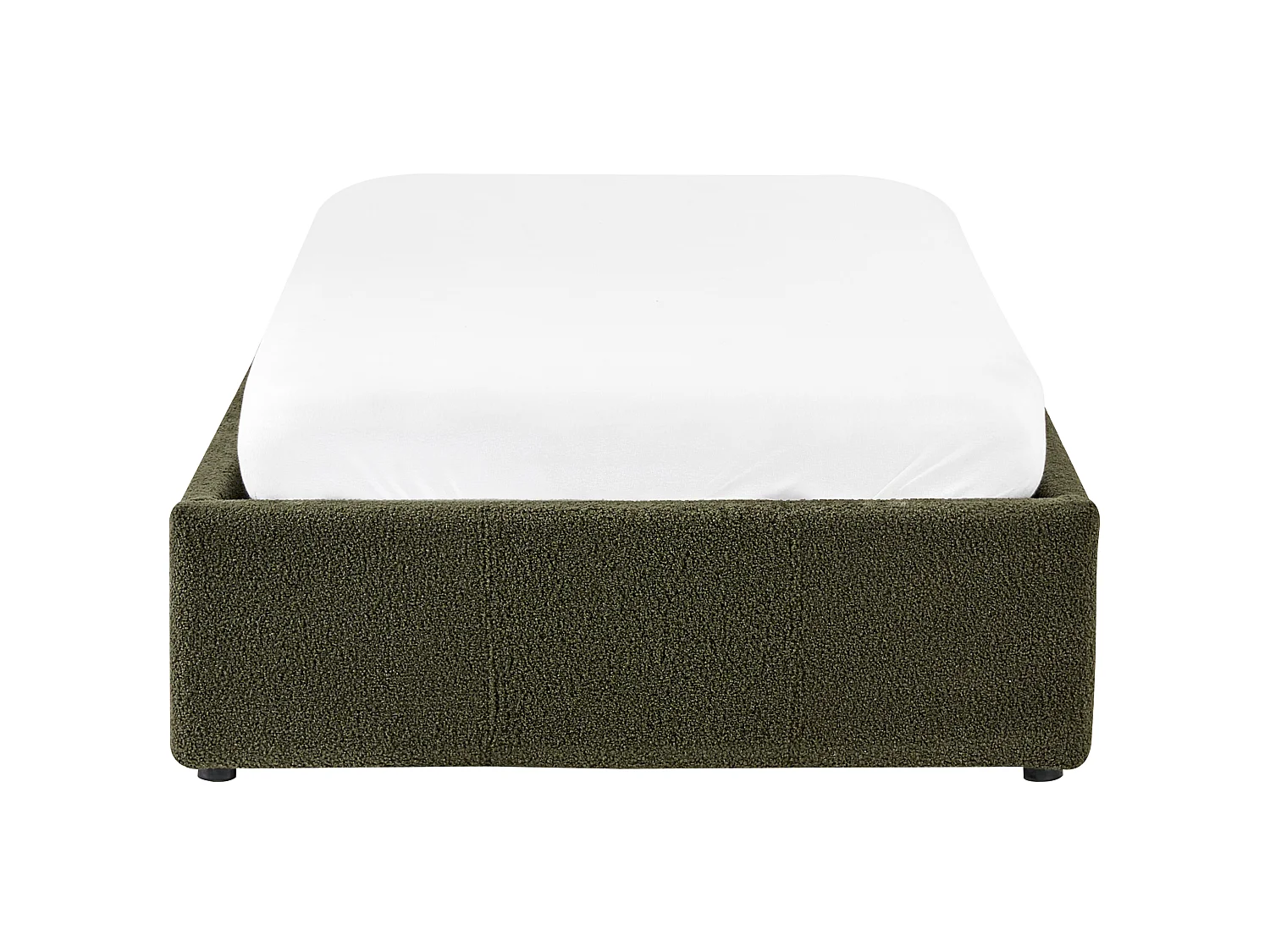 Ottoman Bed without Headboard DINAN Boucle Dark Green 90 x 200 cm (EU Single)