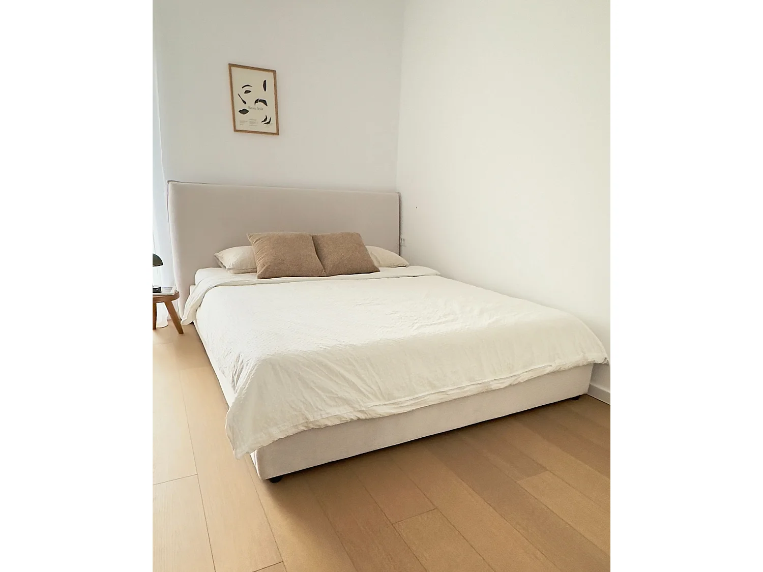Bett mit Lattenrost Samtstoff LAVAUR 160 x 200 cm Cremeweiss