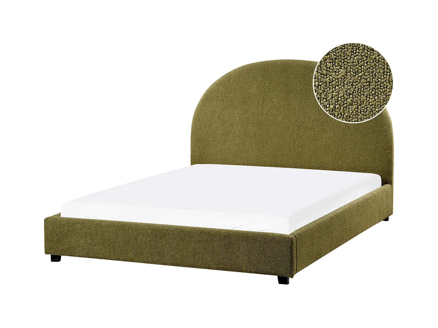 Bett mit Lattenrost Bouclé VAUCLUSE 140 x 200 cm Olivgrün