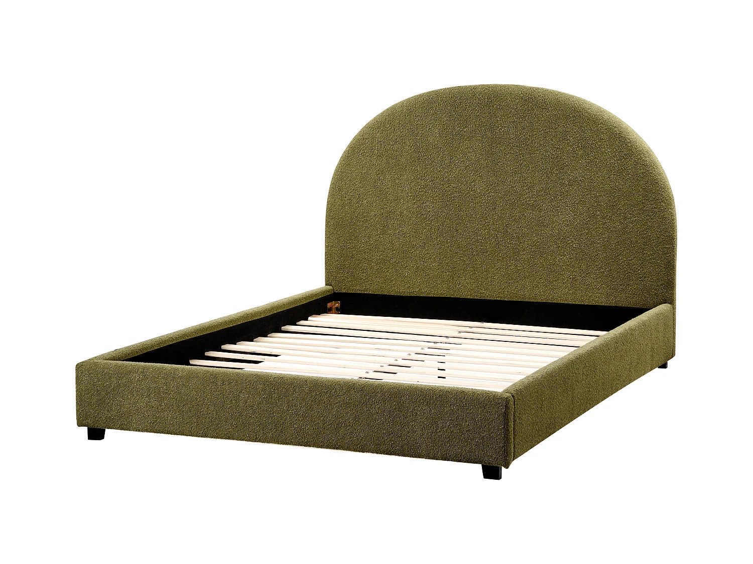 Bett mit Lattenrost Bouclé VAUCLUSE 140 x 200 cm Olivgrün