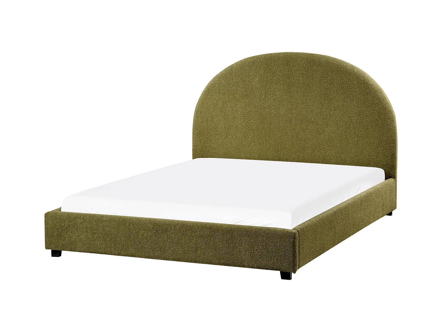 Bett mit Lattenrost Bouclé VAUCLUSE 140 x 200 cm Olivgrün