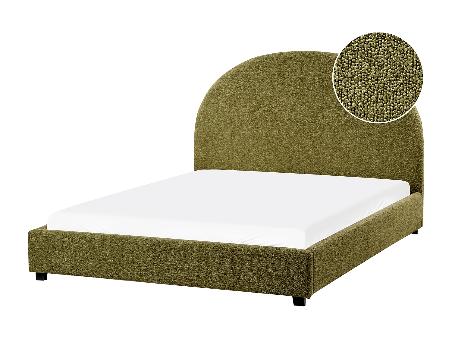 Lit avec sommier Bouclé VAUCLUSE 140 x 200 cm Vert olive