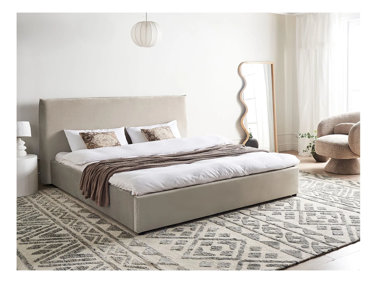 Letto Velluto LAVAUR 180 x 200 cm Tortora