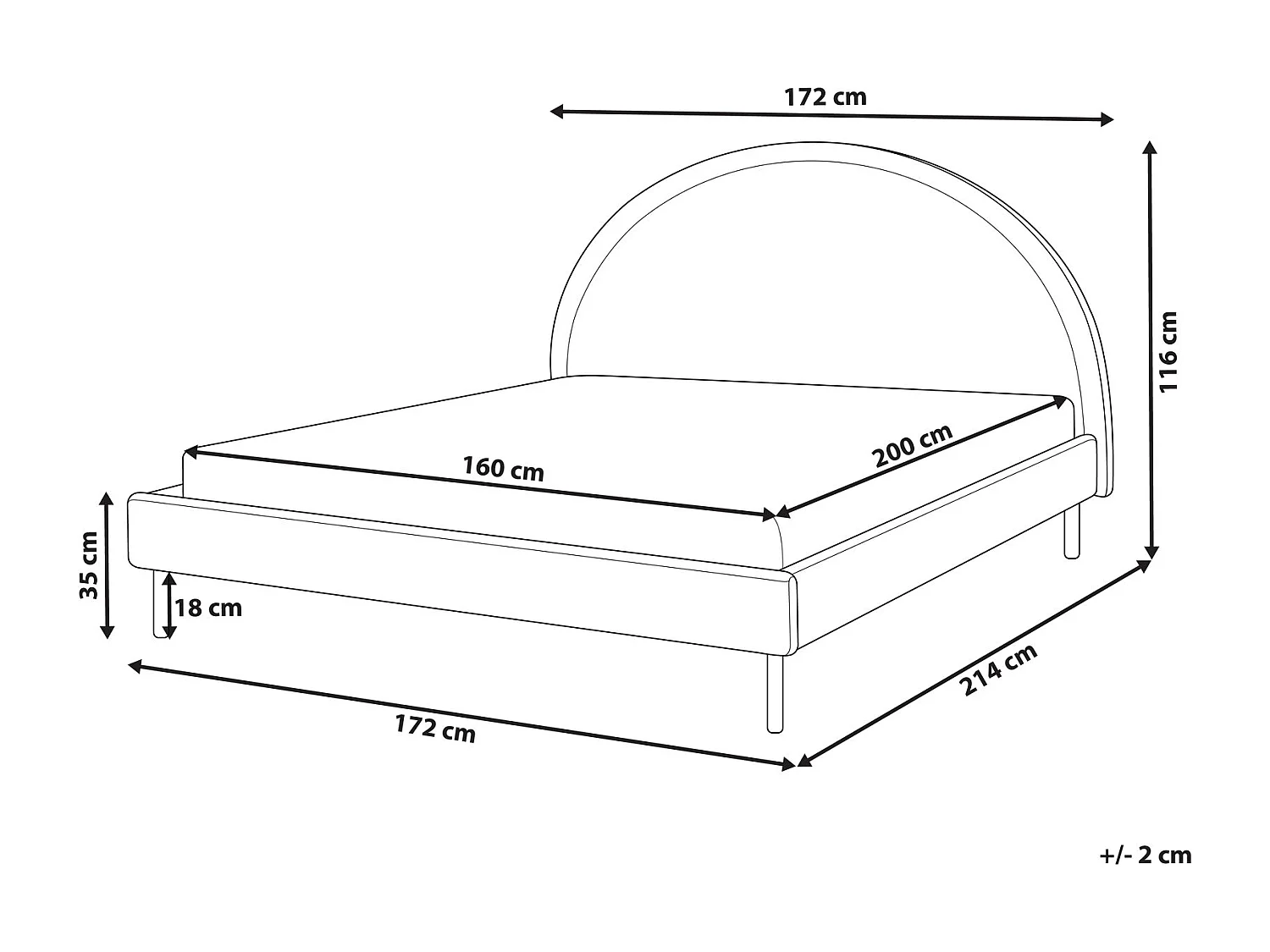 Lit avec sommier Tissu MARGUT 160 x 200 cm Beige clair