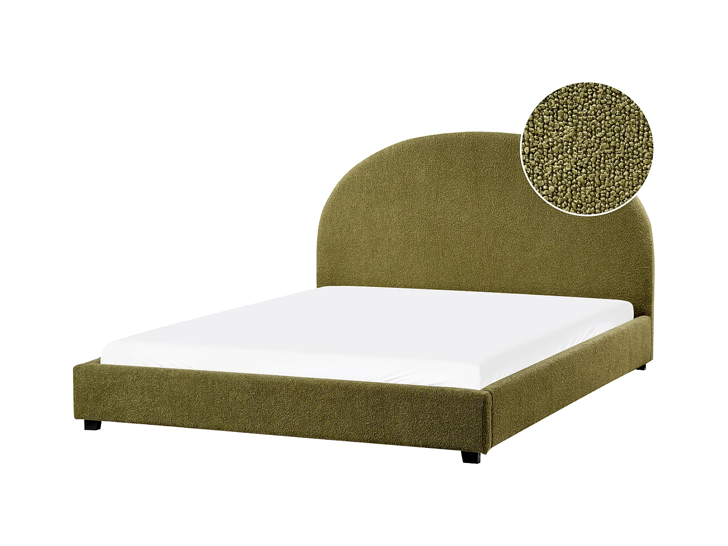 Lit avec sommier Bouclé VAUCLUSE 160 x 200 cm Vert olive