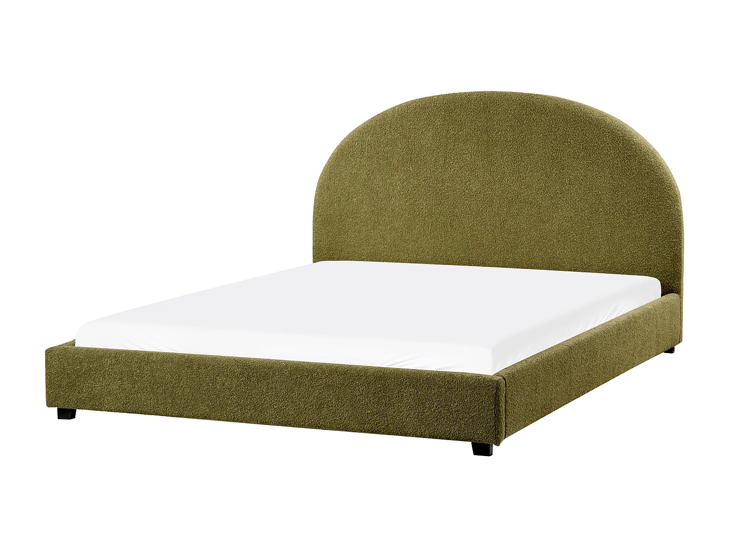 Bett mit Lattenrost Bouclé VAUCLUSE 160 x 200 cm Olivgrün