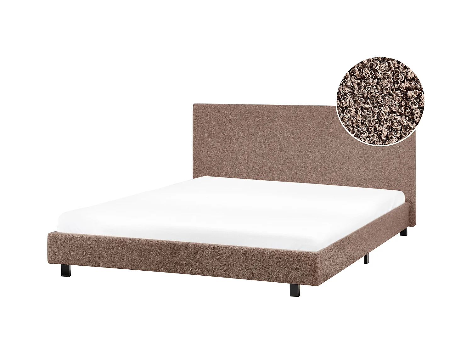 Lit avec sommier Bouclé ALBI 140 x 200 cm Marron