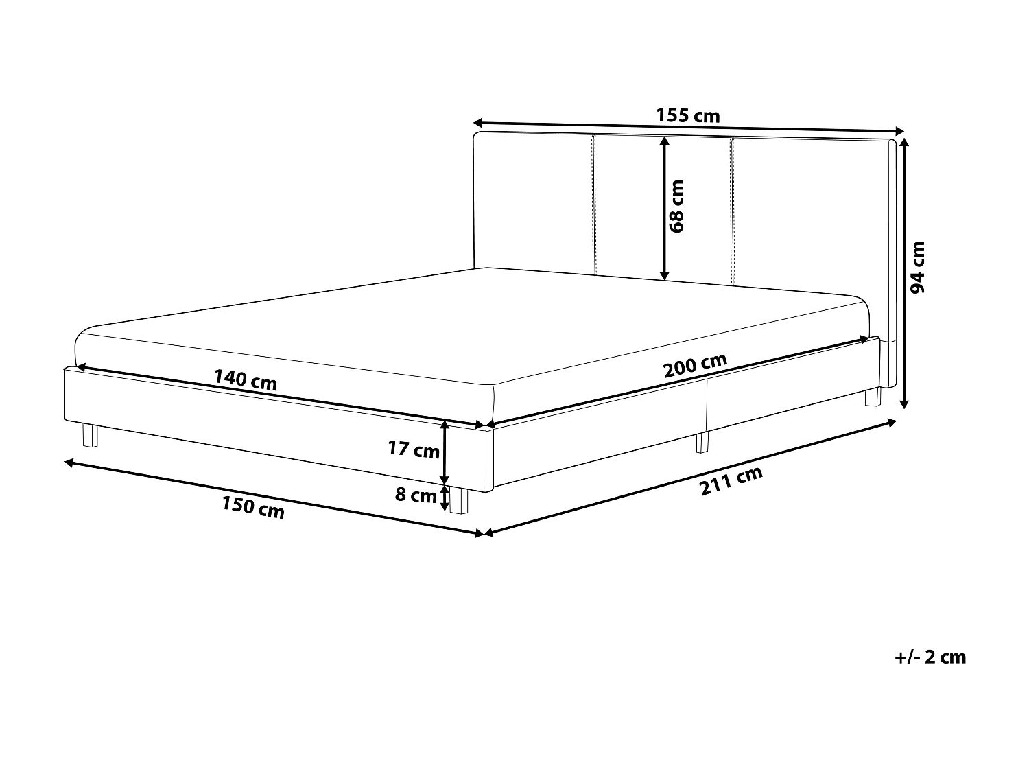 Lit avec sommier Bouclé ALBI 140 x 200 cm Marron