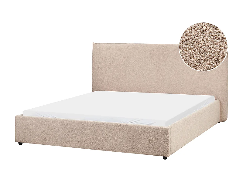 Lit avec sommier Bouclé LAVAUR 160 x 200 cm Taupe
